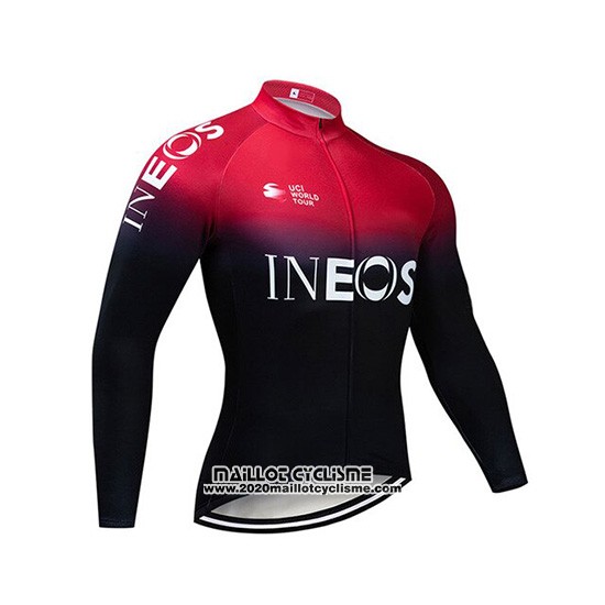 2019 Maillot Ciclismo Castelli Ineos Noir Rouge Manches Longues et Cuissard